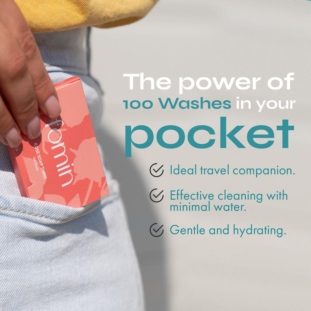FOMIN Antibacterial Paper Soap Sheets – Portable Unscented Hand Washing (300 Sheets)