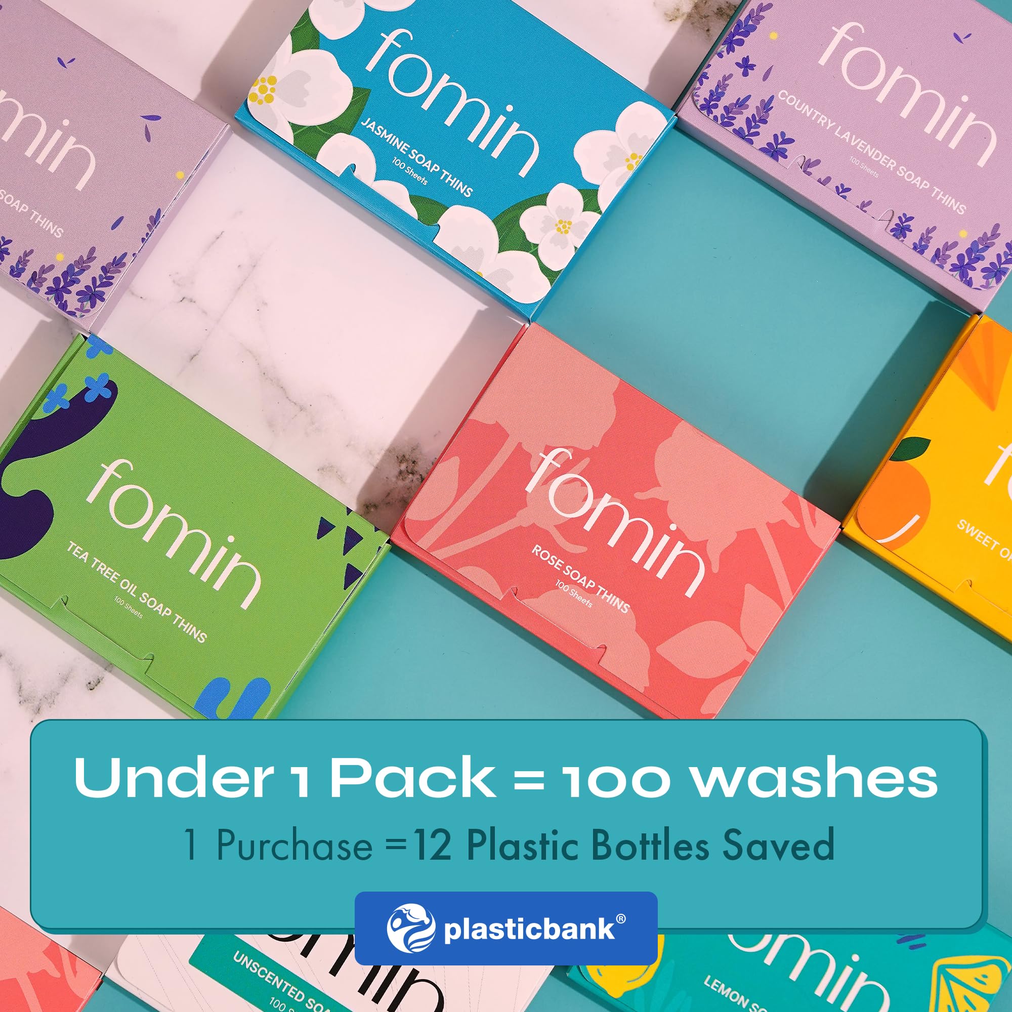 FOMIN Antibacterial Paper Soap Sheets – Lemon (300 Sheets) Portable Hand Washing for Travel & Camping