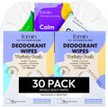 FOMIN Travel Deodorant Wipes – 30 Count Variety Pack | pH Balanced, Hypoallergenic, Plastic-Free