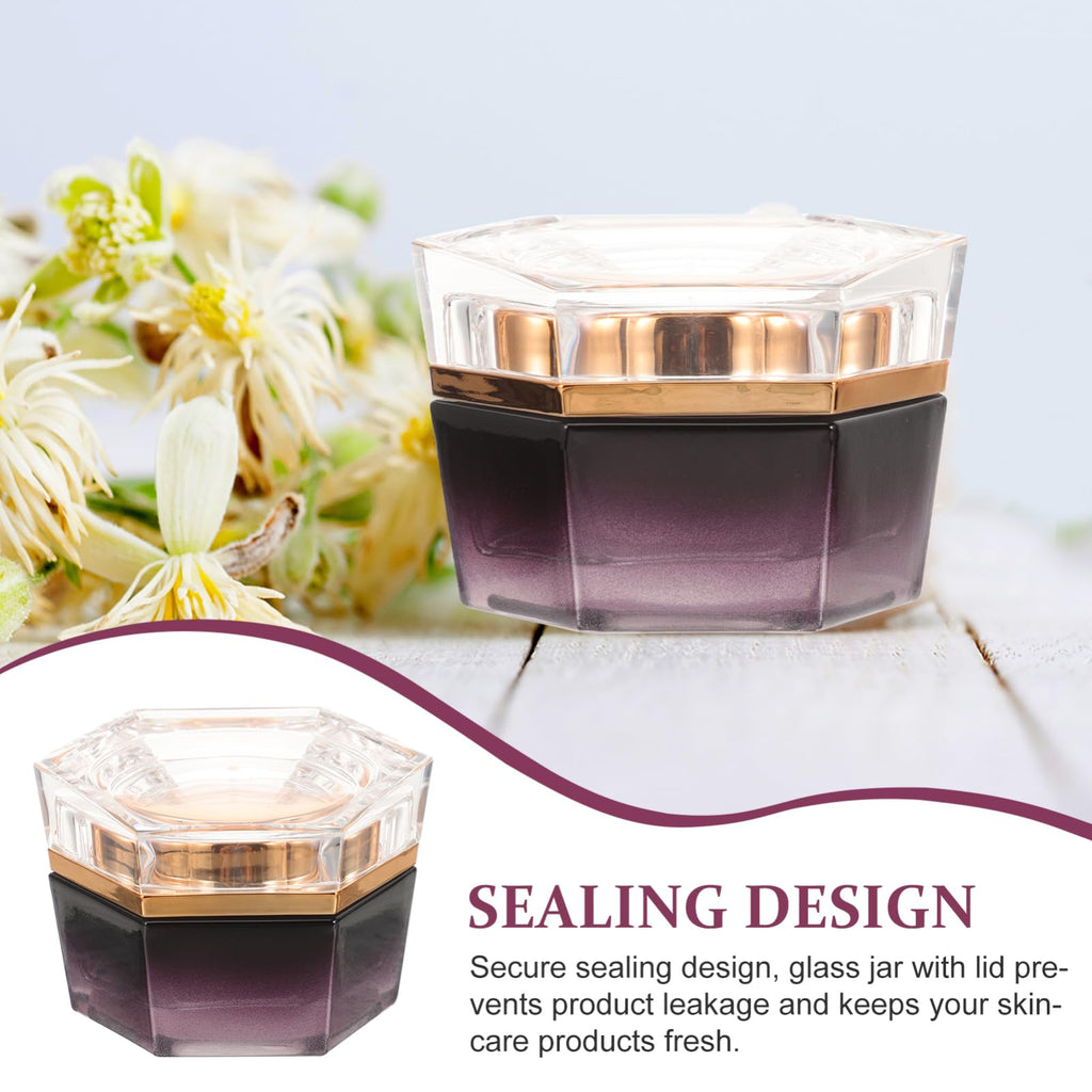 FOMIYES Terrarium Cream Container – Purple Glass Travel Jar for Creams & Lotions, 20g