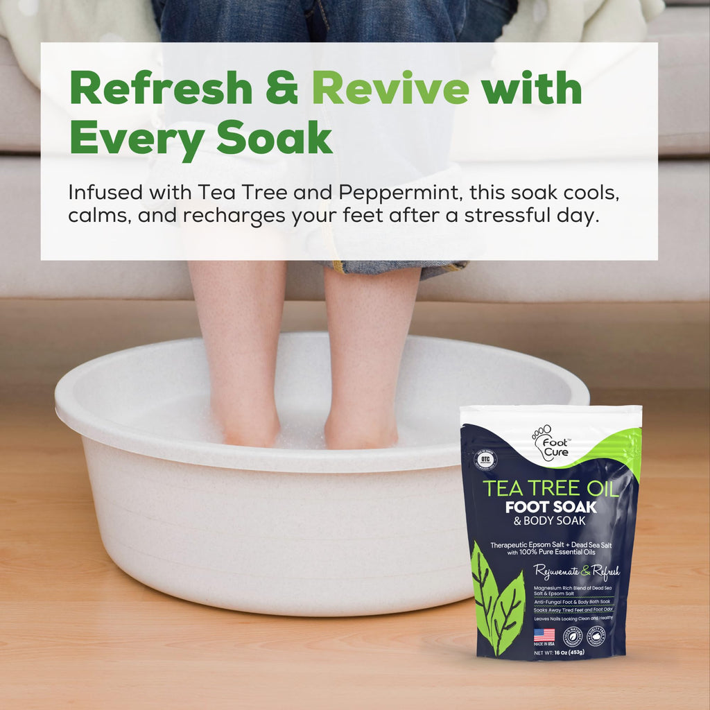 FOOT CURE Tea Tree Oil Foot Soak with Epsom Salt – Spa Foot Bath for Calluses, Odor & Tired Feet (Pack of 2)