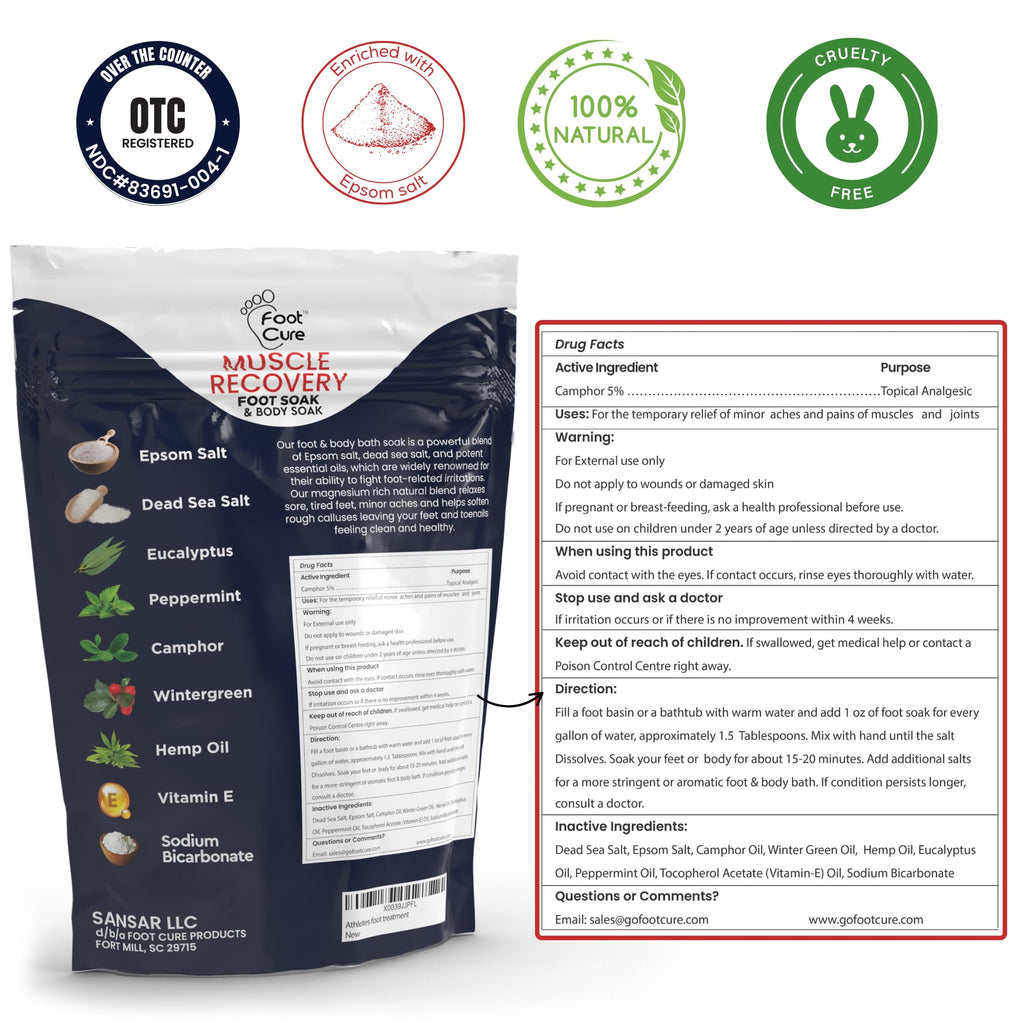 FOOT CURE Premium Epsom Salt Foot Soak with Tea Tree Oil — Pack of 4