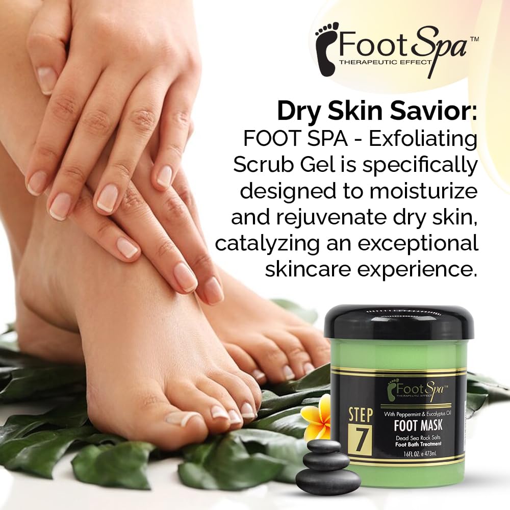 FootSpa Cream Mask for Feet – 16 oz Hydrating Treatment with Peppermint & Eucalyptus, Hyaluronic Acid & Amino Acids