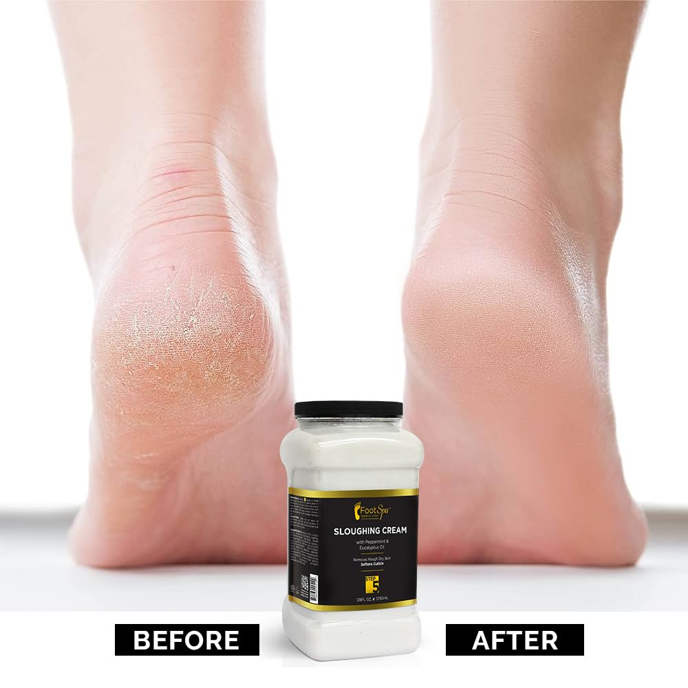 FootSpa Foot Cream & Sloughing Lotion with Peppermint & Eucalyptus – 128 Oz