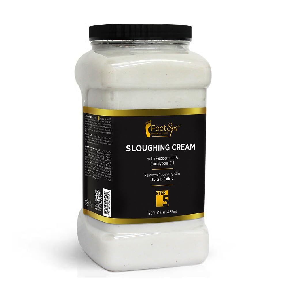 FootSpa Foot Cream & Sloughing Lotion with Peppermint & Eucalyptus – 128 Oz