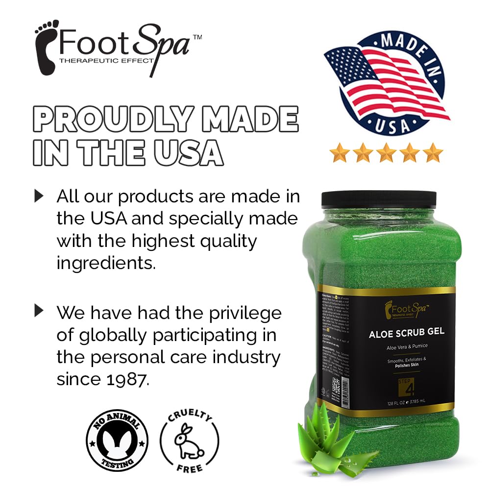 FOOT SPA Exfoliating Scrub Gel, 128 Oz Bulk – Aloe Vera & Salicylic Acid Pedicure & Body Exfoliator