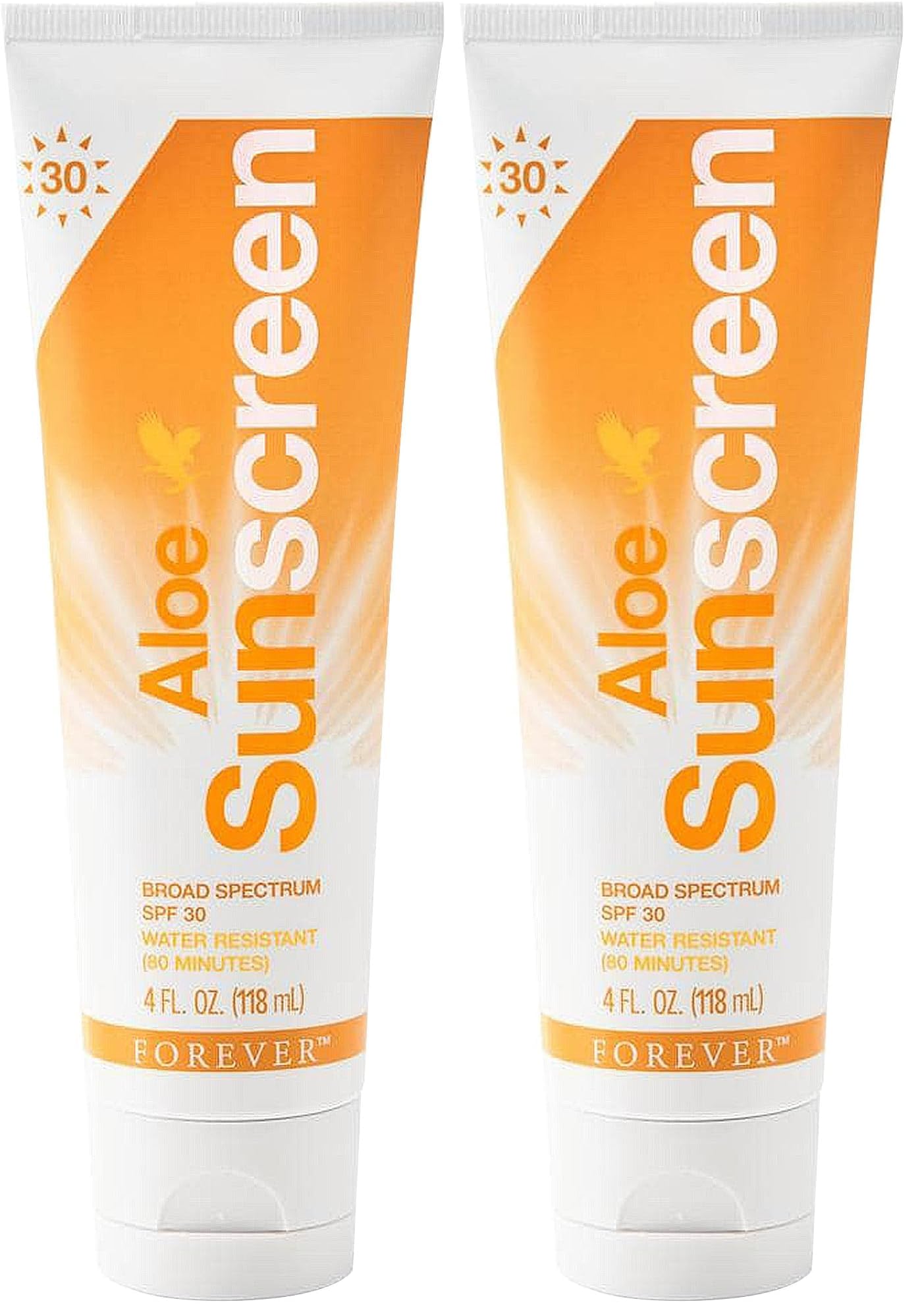 Forever Living Aloe Sunscreen SPF 30 - Water-Resistant Broad Spectrum, 4 fl oz (Pack of 2)
