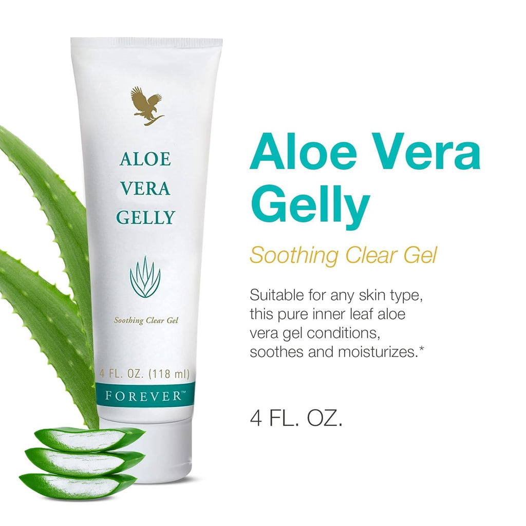 Forever Living Aloe Vera Gelly | Pure Aloe Gel for Soothing & Hydrating Skin | Fast-Absorbing, Non-Staining | Vegan & Gluten-Free | 4 fl oz
