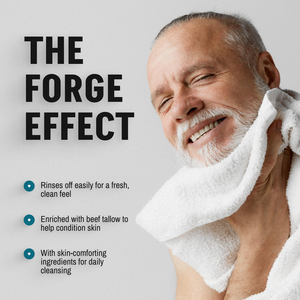 FORGE SKIN Beef Tallow Face Wash for Men | Hydrating Daily Cleanser & Gentle Exfoliation - 5 OZ