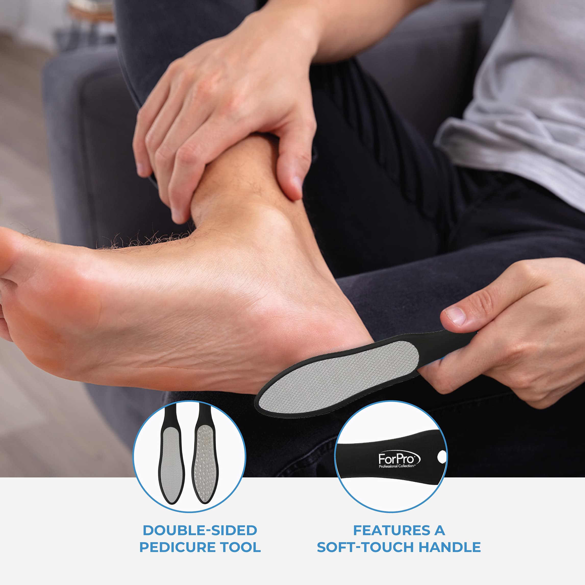 ForPro Black Bear Stainless Steel Pedicure File – Double-Sided Callus Remover, 10.5 in Length