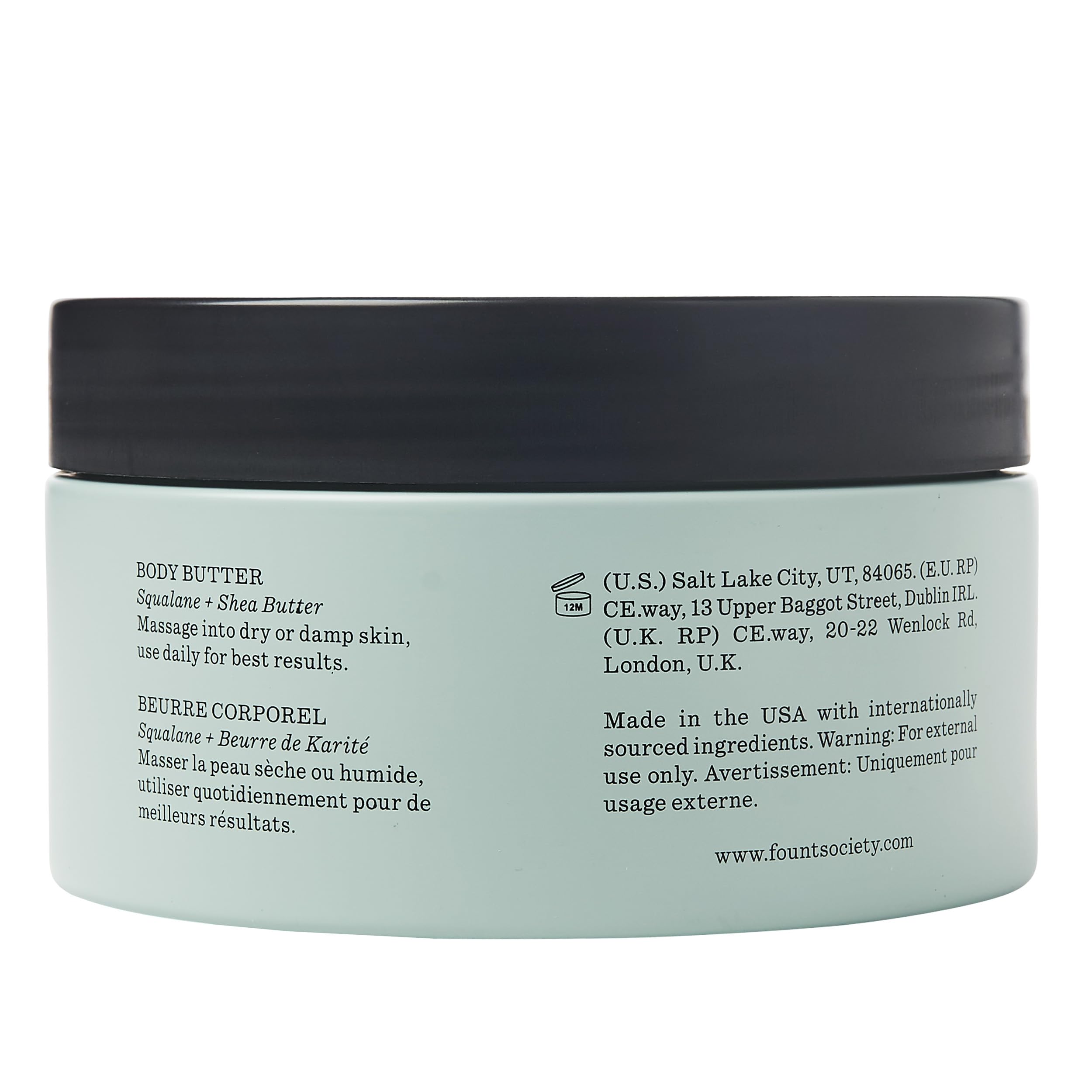 Fount Society Body Butter, 8 Oz – Fragrance-Free Hydration, USA Made