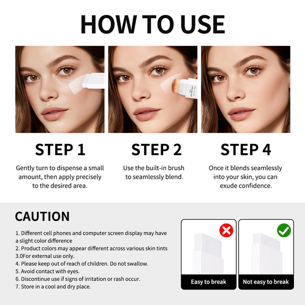 Fovcos Double-head Blanc Cover Cream Stick (Tan) – Color-Changing Foundation & Pore Blurring