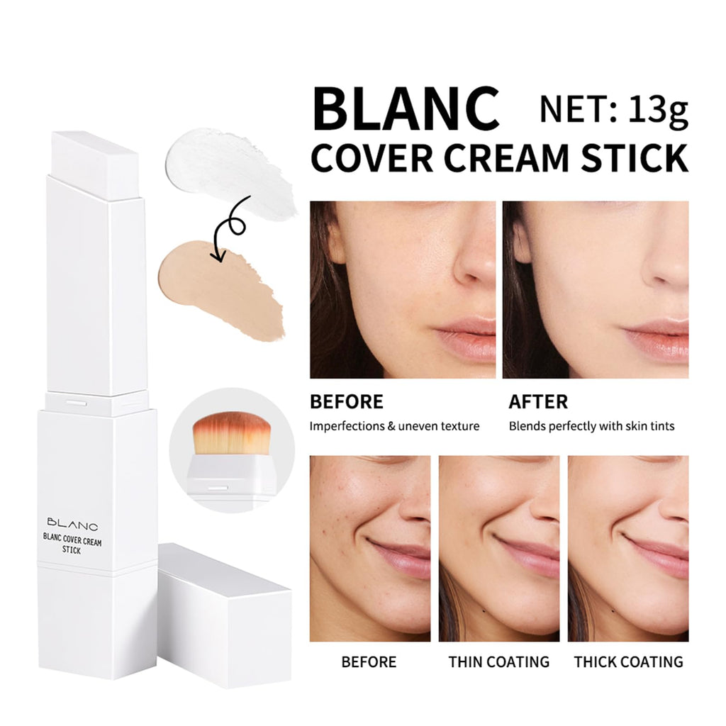 Fovcos Blanc Cover Cream Stick — Color-Changing Foundation, Pore Blur & Hydration