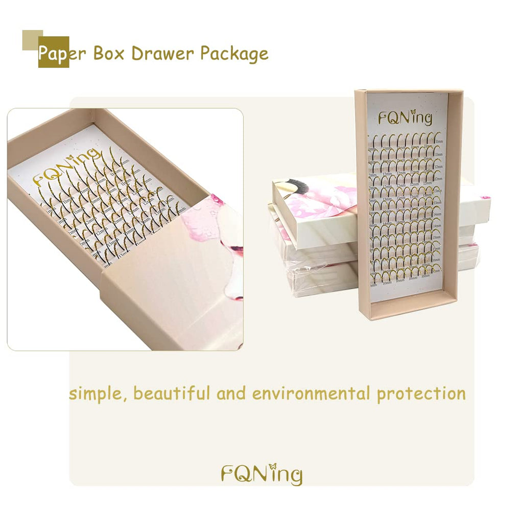 FQNing Glitter Lashes Extensions Golden Spike 11-16mm | 0.20 D Curl