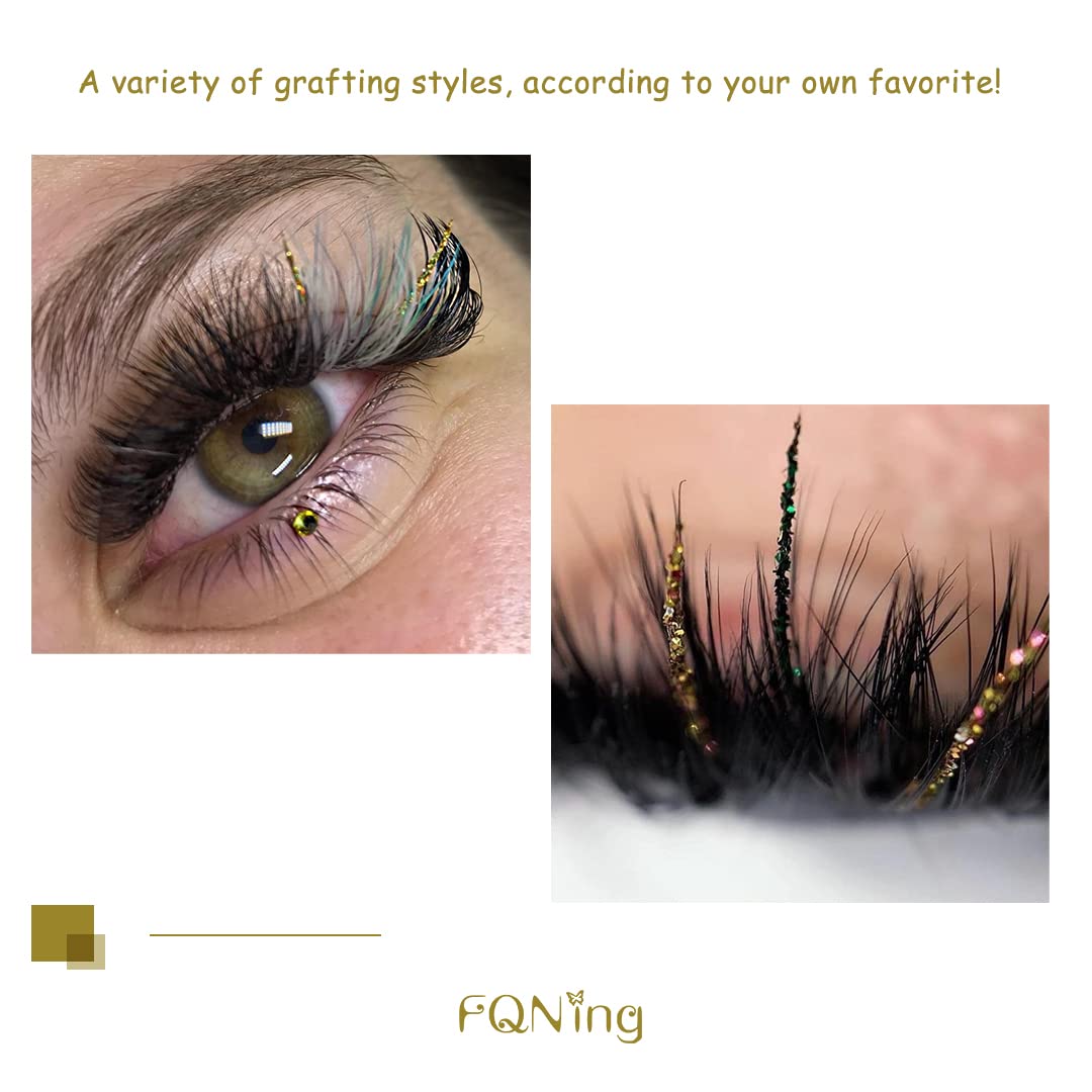 FQNing Glitter Lashes Extensions Golden Spike 11-16mm | 0.20 D Curl