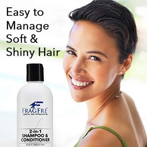 FRAGFRE 2 in 1 Shampoo and Conditioner 12 oz – Fragrance-Free, Sulfate-Free, Color-Safe for Short to Medium Hair