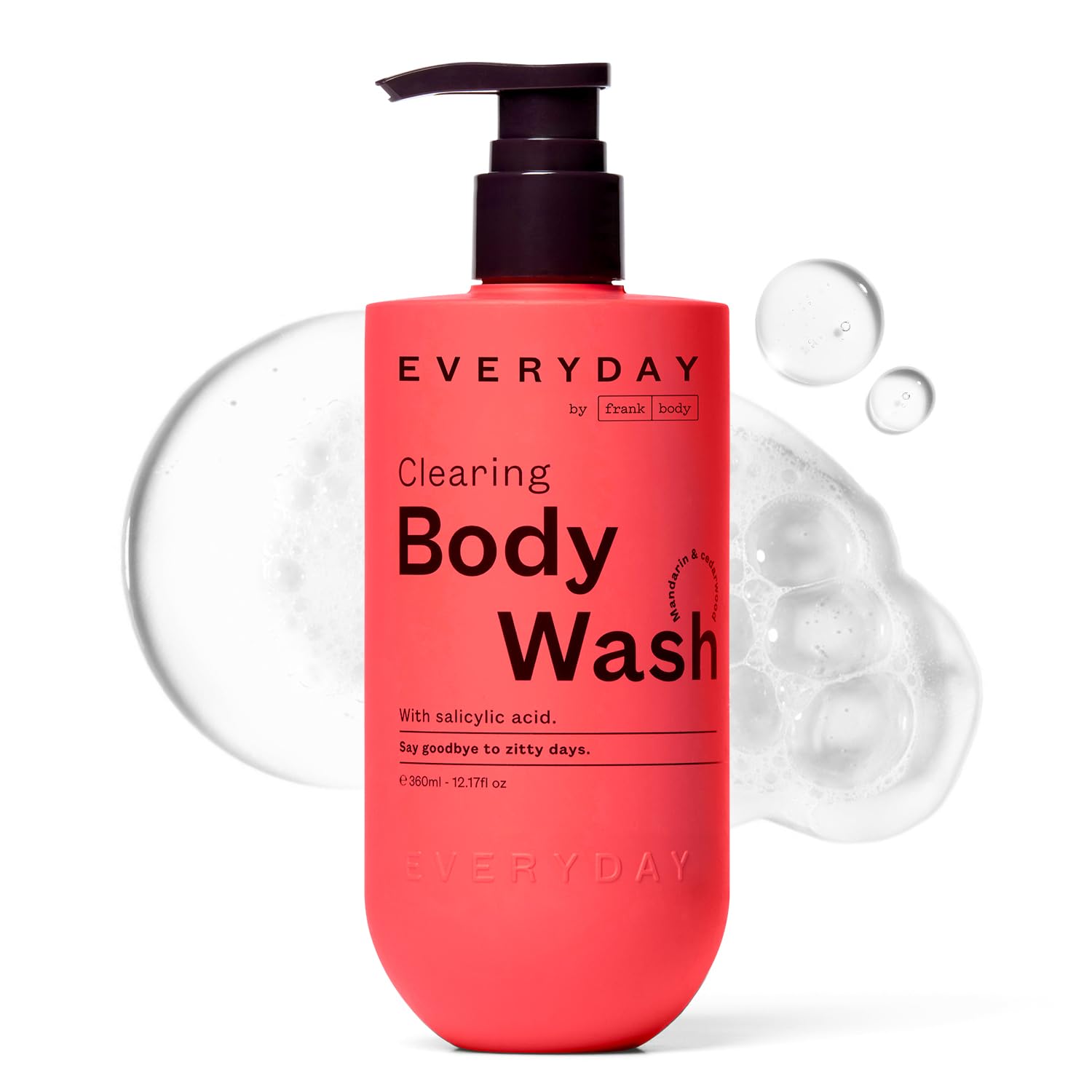 frank body Clearing Body Wash – Vegan, Cruelty-Free | Salicylic Acid | Mandarin & Cedarwood | 360mL