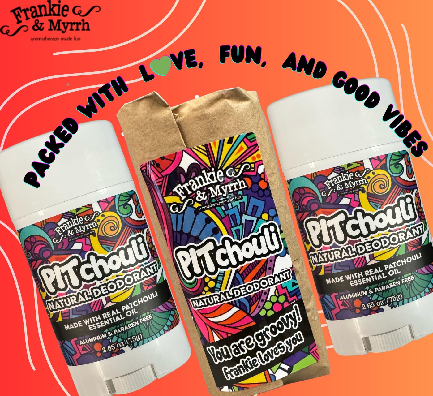 Frankie & Myrrh 2 Pack Patchouli Deodorant – Aluminum-Free, Vegan, Made in USA