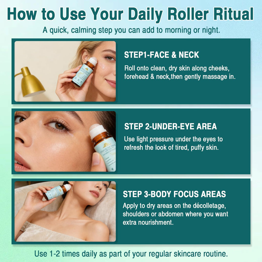 Frankincense & Castor Oil Roll-On with Rose Quartz — Silky Skin for Face, Neck, and Body (50 ml)