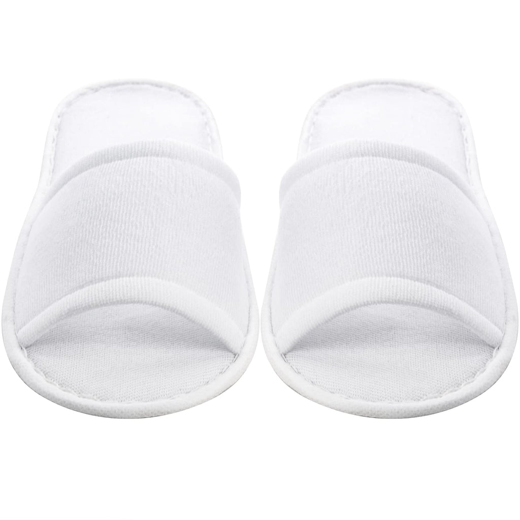 Frcctre 20 Pairs Disposable Slippers – Open Toe Fleece, Unisex, Non-Slip, Bulk White