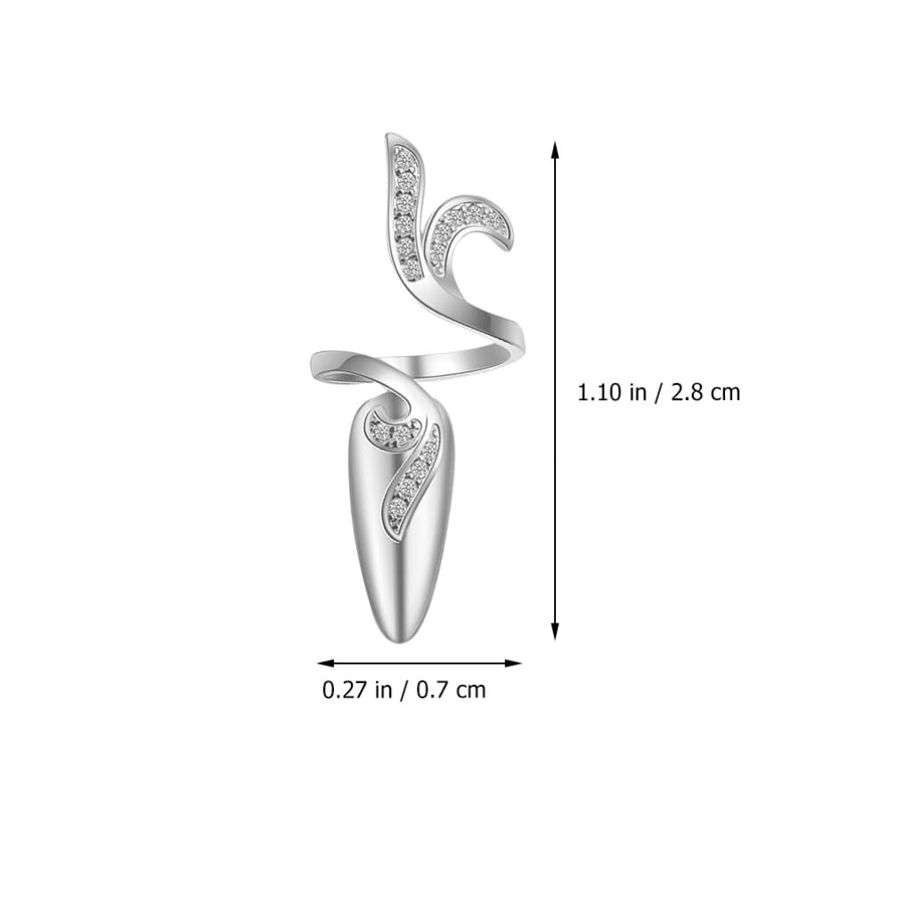 FRCOLOR 8 Pack Silver Nail Rings with Rhinestones – Opening Fingertip Jewelry for Women