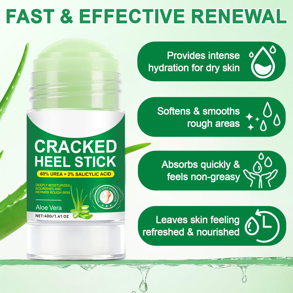FRDUGA 60% Urea Cream with 2% Salicylic Acid & Aloe Vera – Cracked Heel Stick, Deep Moisturizing Duo, 1.41 oz x 2