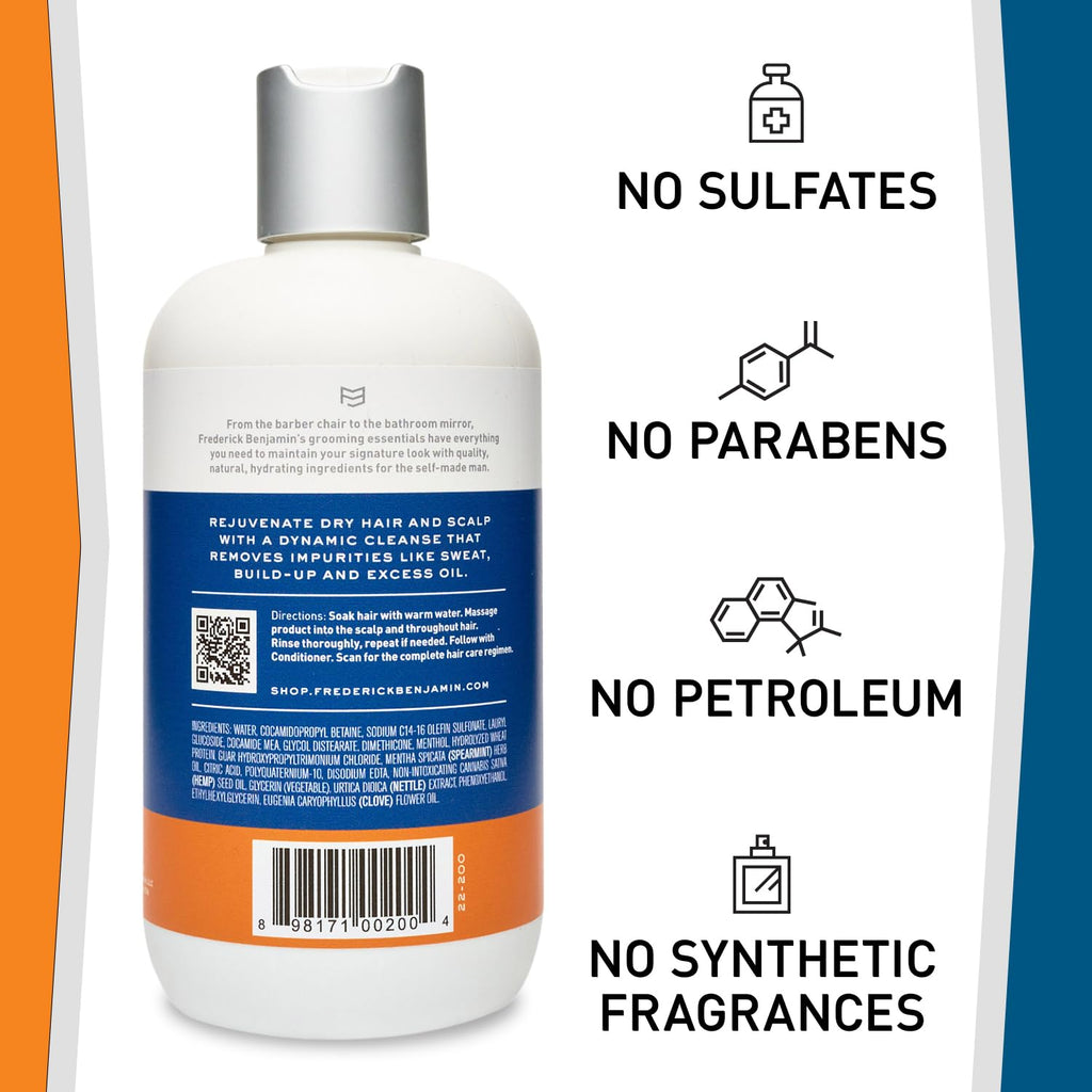 Frederick Benjamin Shampoo with Natural Oils – Cleanses & Hydrates Dry Scalp & Hair (12oz)
