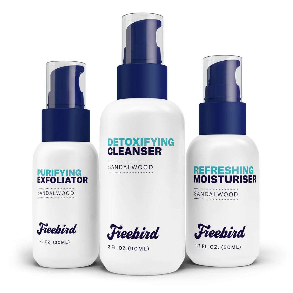 Freebird 3-in-1 Bald Head Care Kit – Detox Cleanser, Purifying Exfoliator & Moisturizer