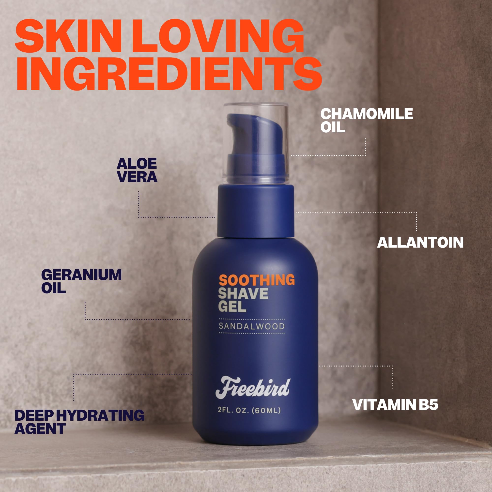 Freebird Shave Gel for Men – Ultra Smooth, Non-Foaming, Aloe Hydration, 60ml Travel Size