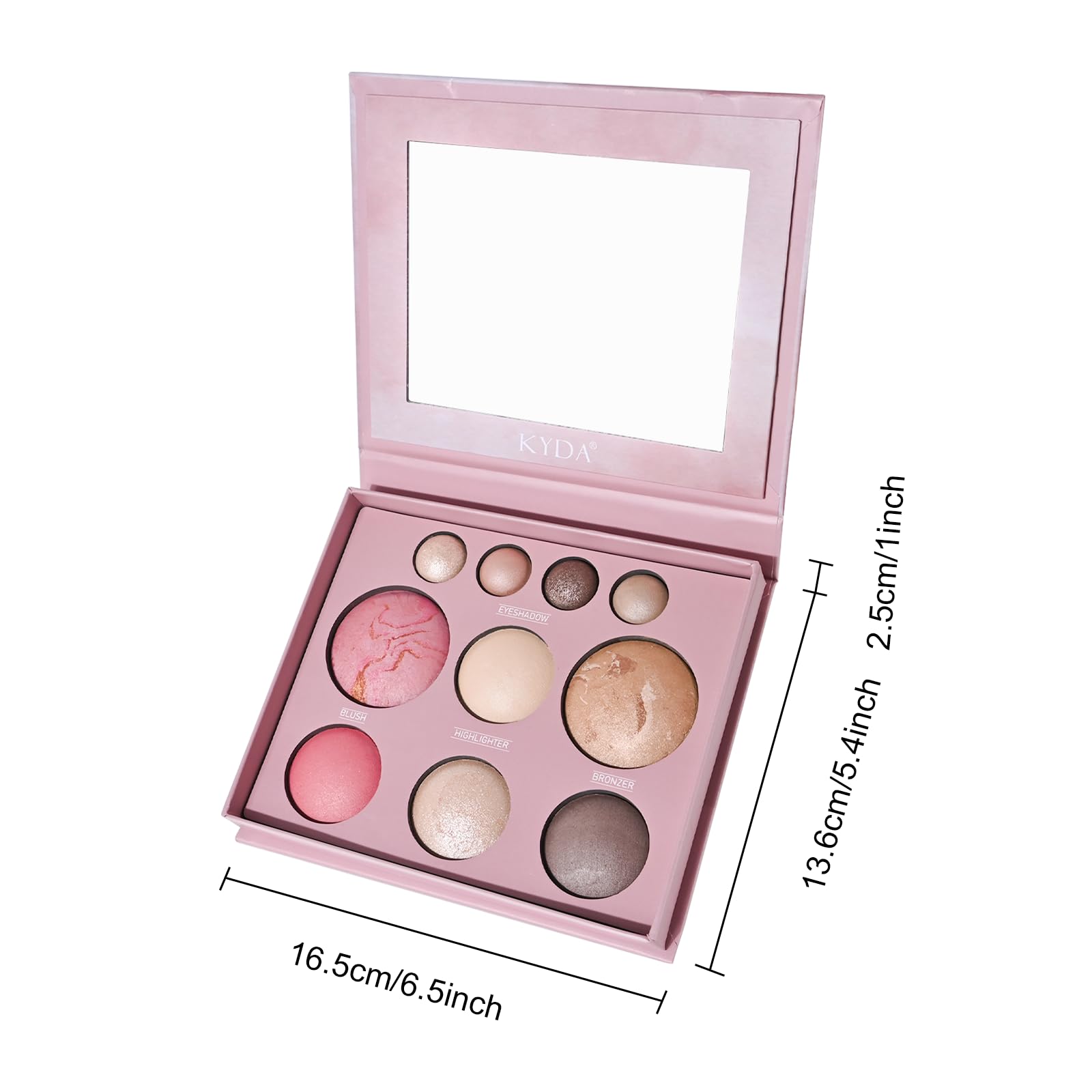 FREEORR All-in-One Baked Makeup Palette – Bronzer, Highlighter, Blush & Eyeshadow | Travel-Compact
