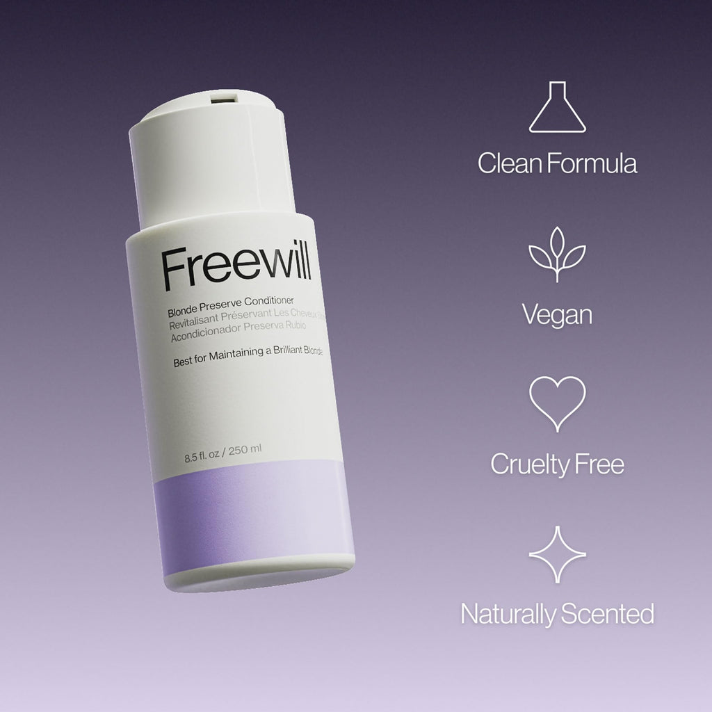 Freewill Blonde Preserve Purple Conditioner – Sulfate-Free Toner for Blonde Hair, 8.5 oz