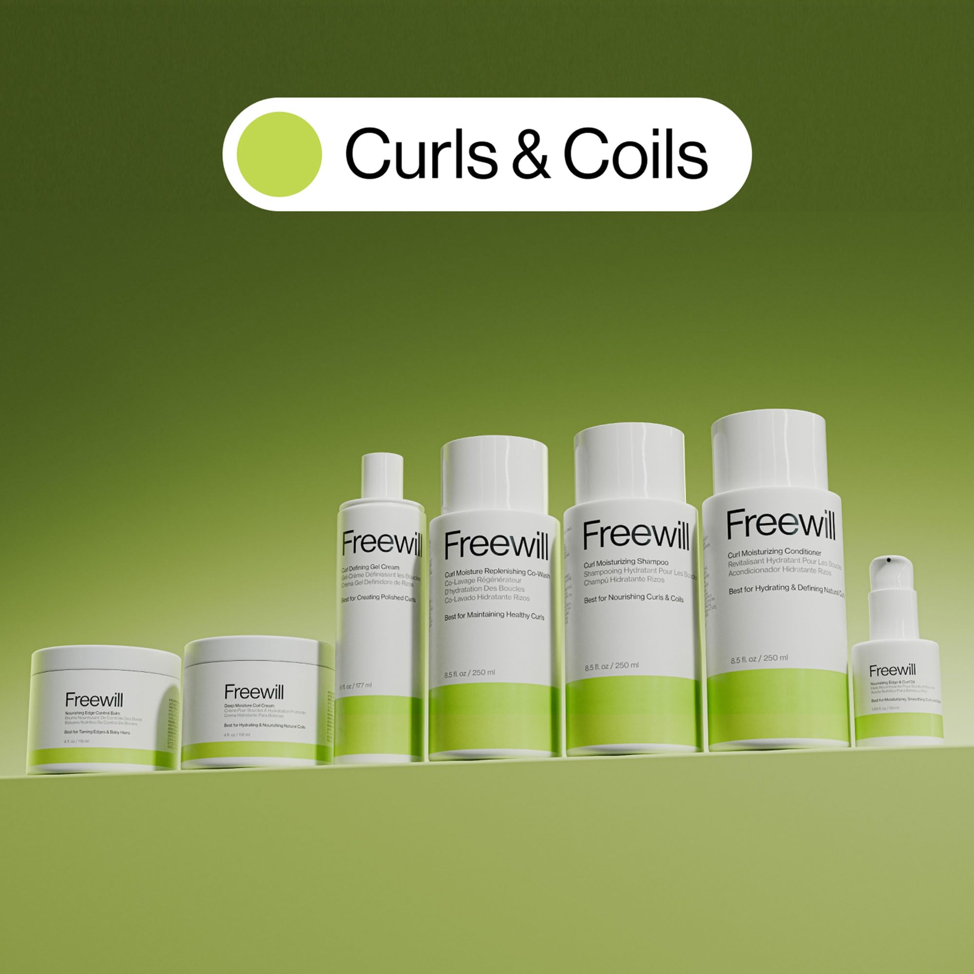 Freewill Nourishing Edge and Curl Oil | Lightweight Hair Oil for Curly Hair, 4 oz