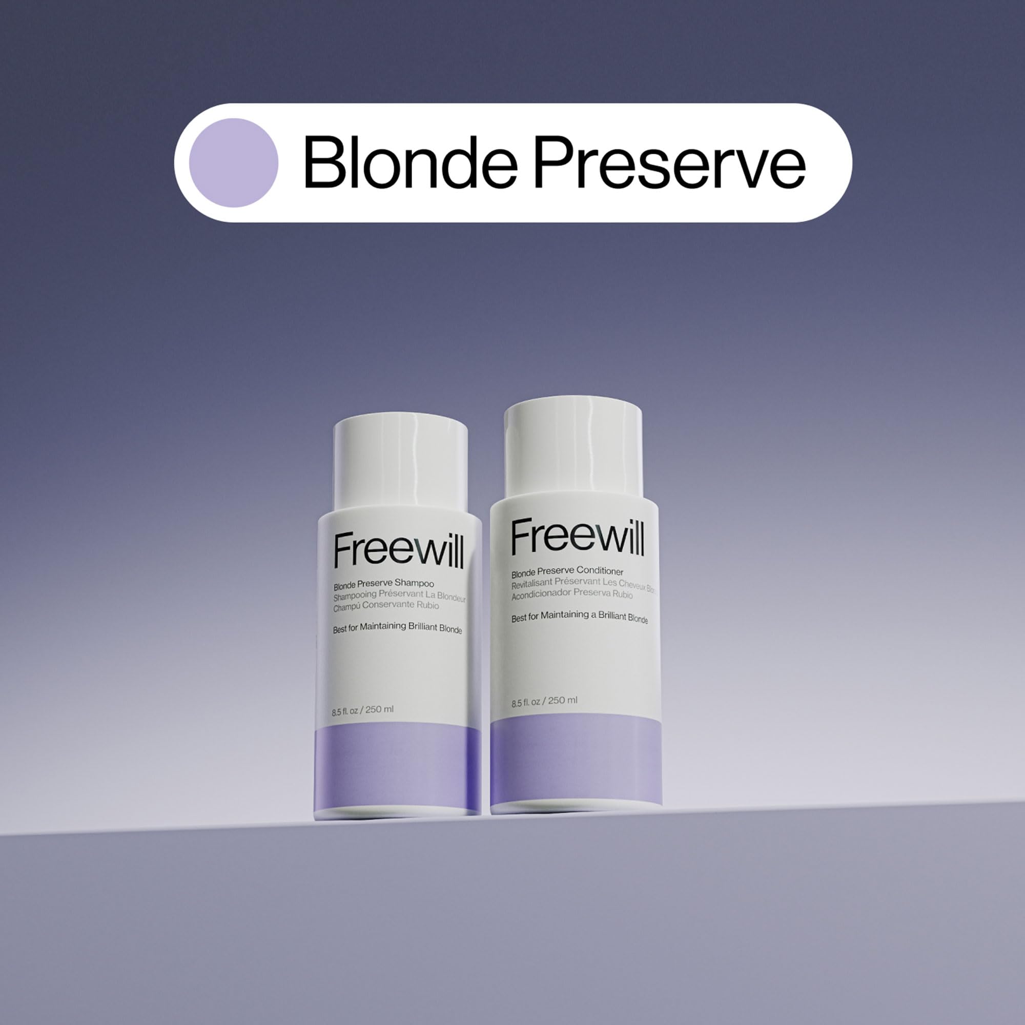 Freewill Blonde Preserve Purple Conditioner – Sulfate-Free Toner for Blonde Hair, 8.5 oz