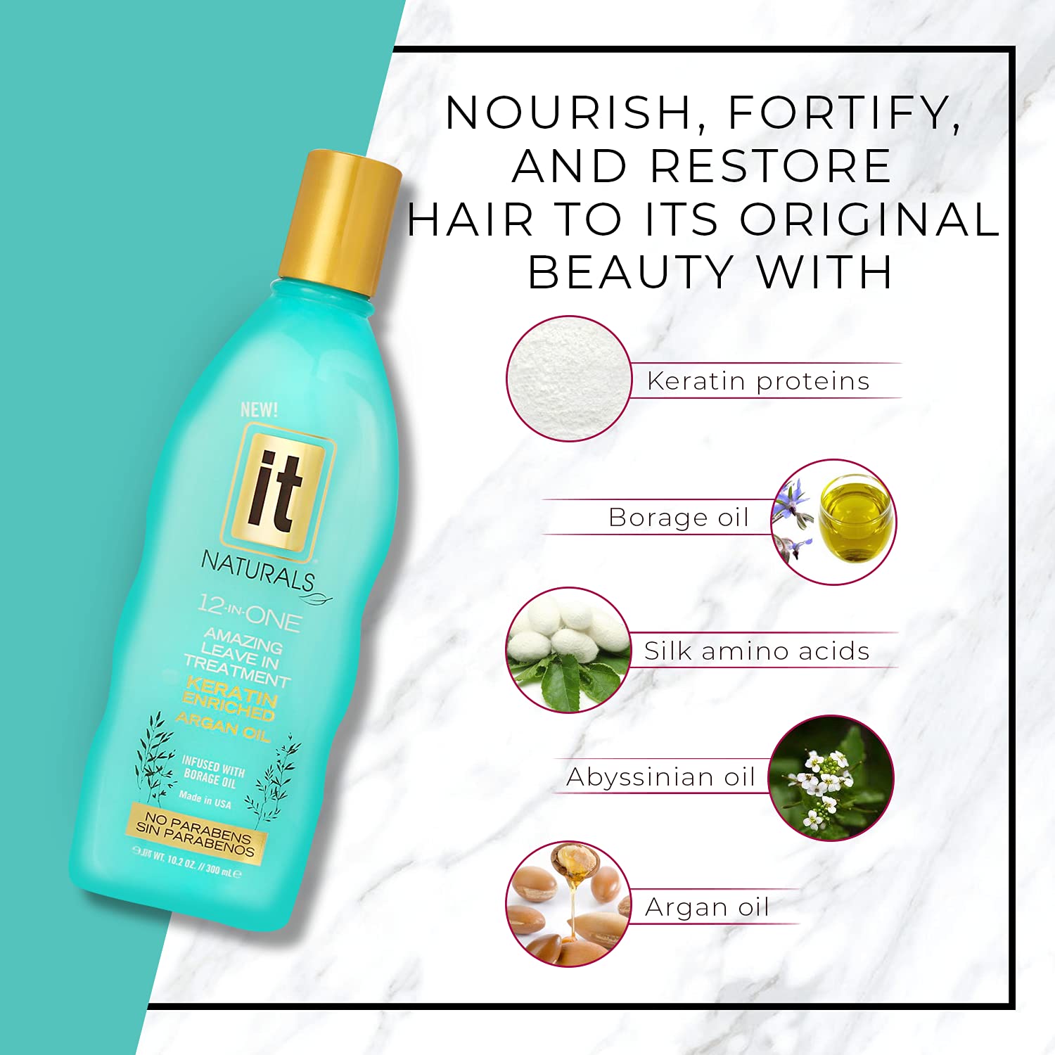 Freeze It 12-in-One Leave-In Hair Treatment with Keratin & Argan Oil – Silky, Shiny Hair