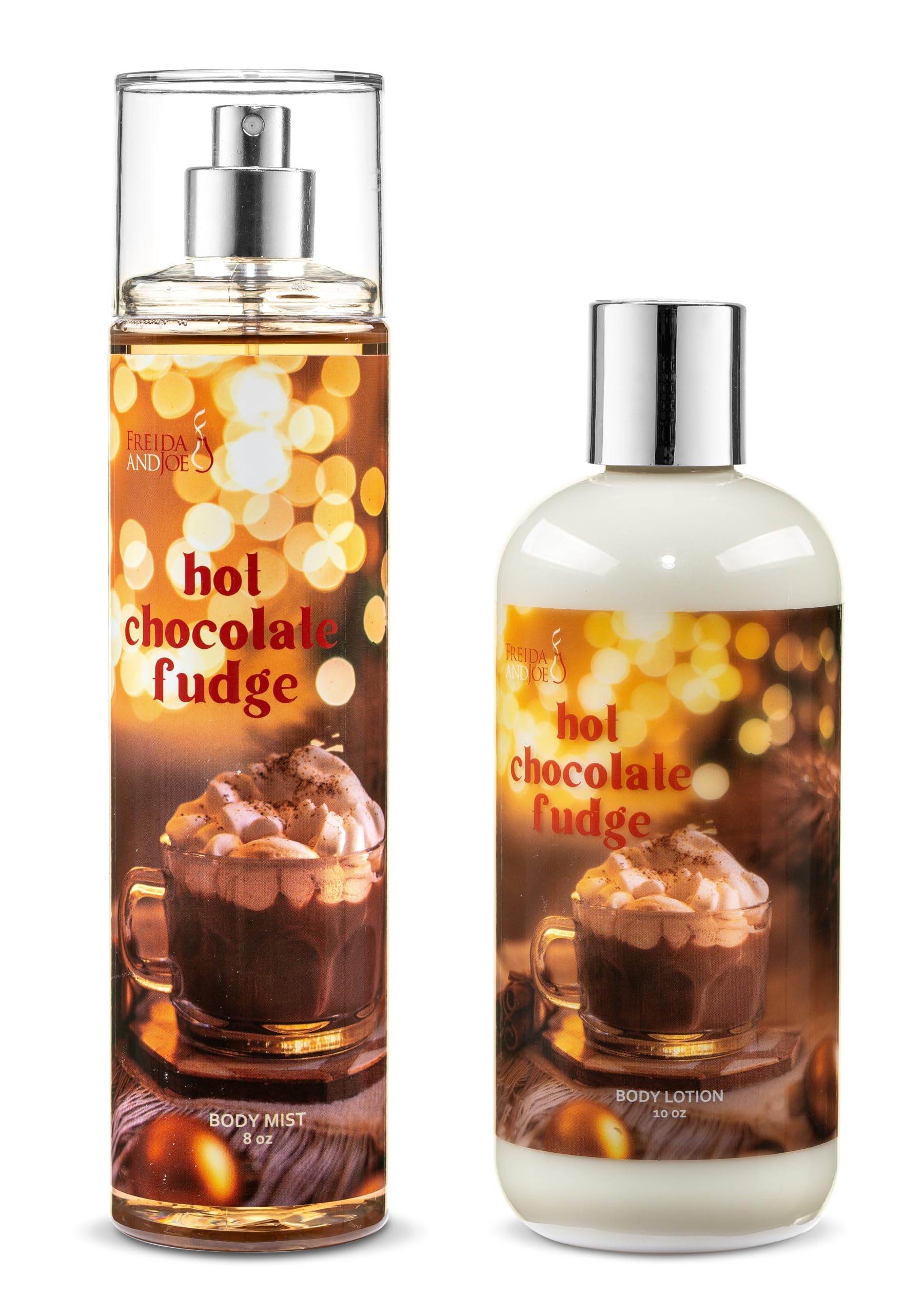 Freida & Joe Hot Chocolate Fudge Body Lotion & Mist Bundle – 10oz + 8oz | Cozy Cocoa Scented Bath & Body Gift