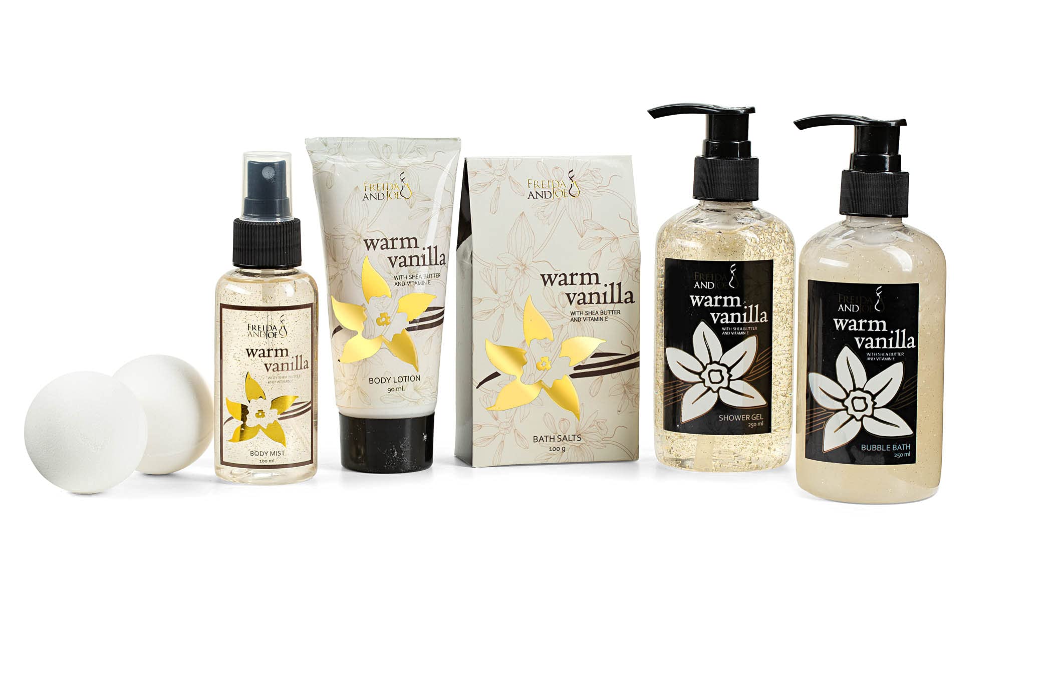 Freida and Joe Warm Vanilla Bath & Body Gift Basket – 8-Piece Spa Set