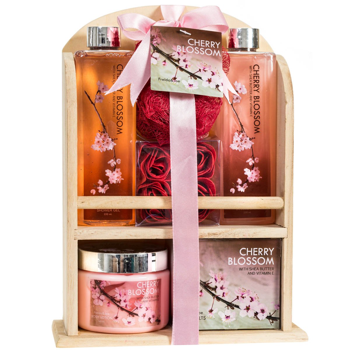 Deluxe Cherry Blossom Spa Basket by Freida and Joe – Home Spa Set