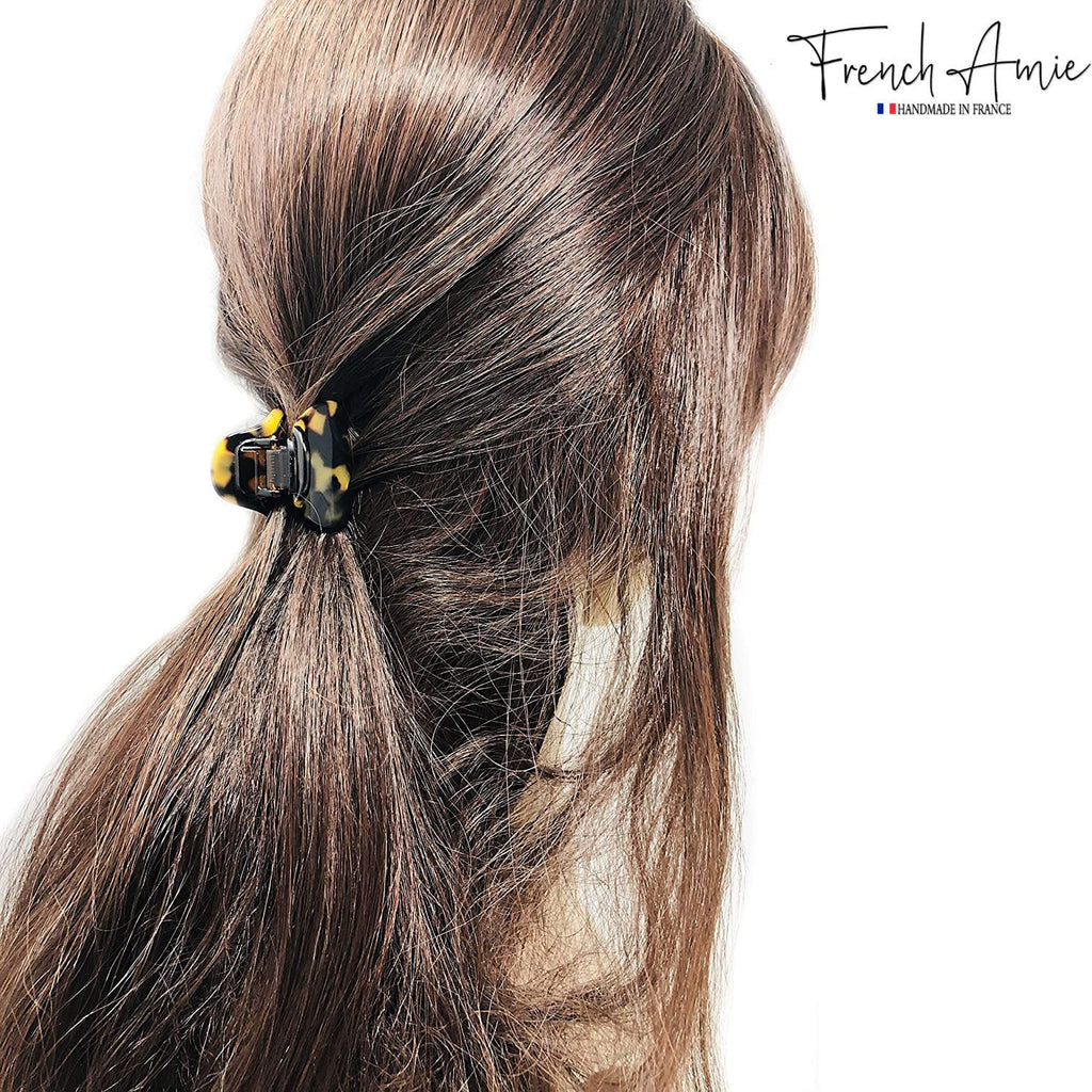 French Amie Belle Yellow Tokyo Small 1.5-Inch Handmade Hair Claw Clip – No Slip Grip