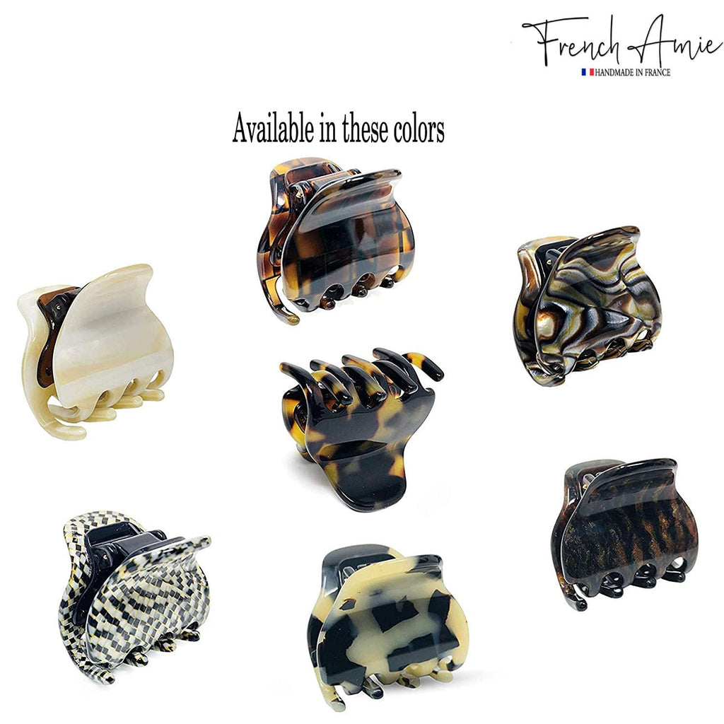 French Amie Belle Yellow Tokyo Small 1.5-Inch Handmade Hair Claw Clip – No Slip Grip