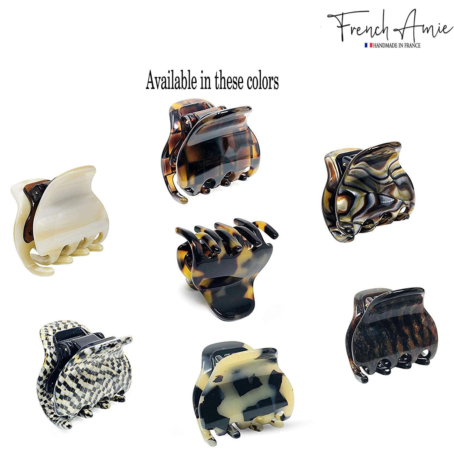 French Amie Belle Yellow Tokyo Small 1.5-Inch Handmade Hair Claw Clip – No Slip Grip
