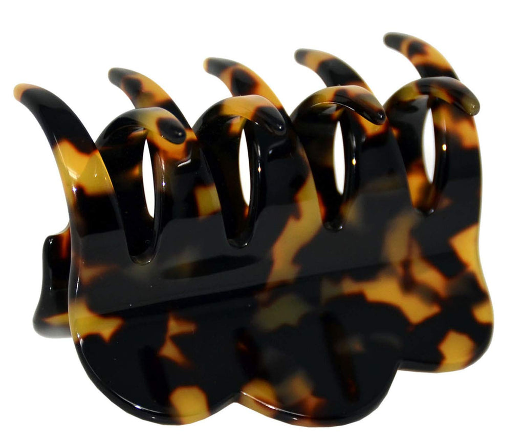 French Amie Crown Wave Yellow Tokyo Small Clip – Handmade in France, Interlocking Jaw