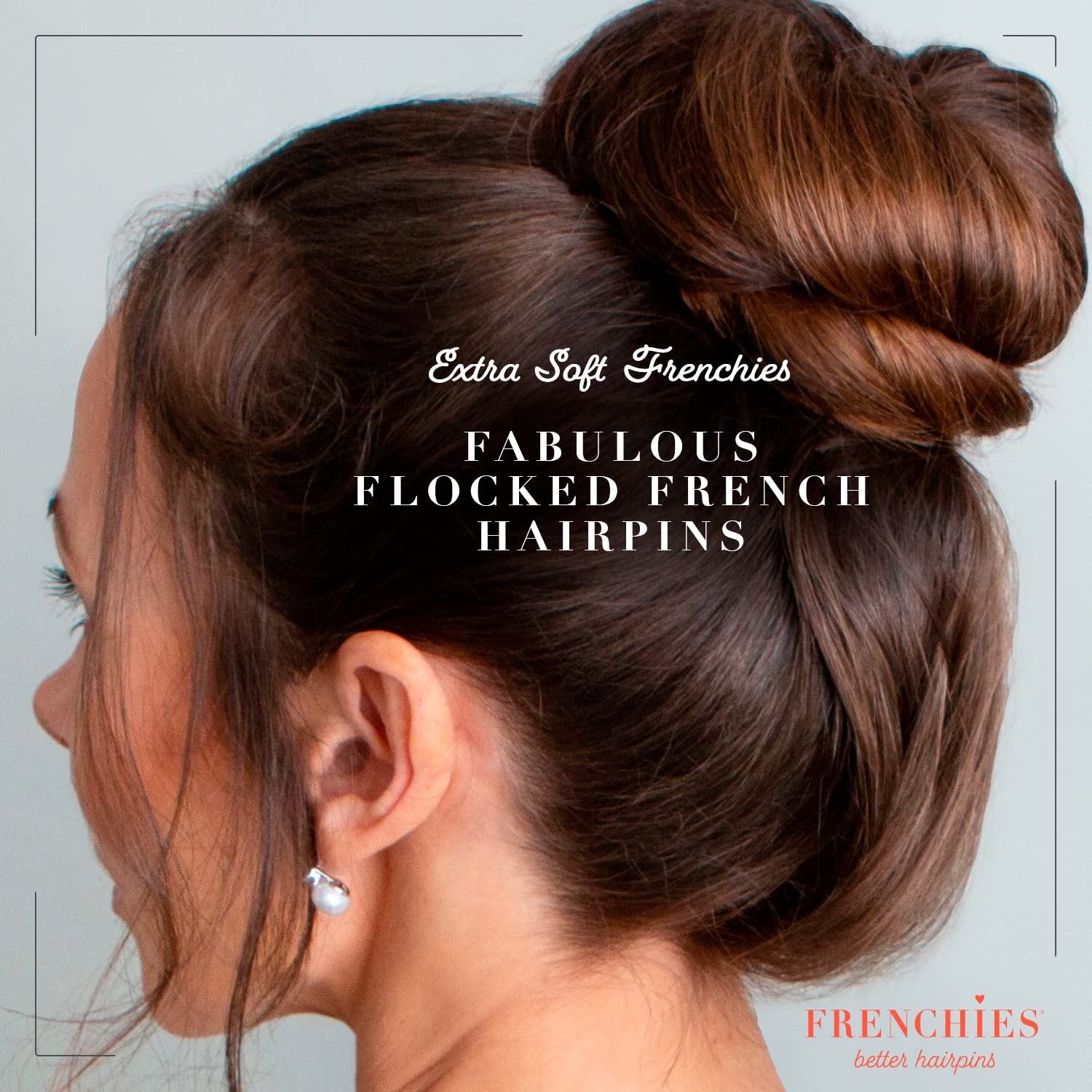 Frenchies French Twist Hair Pin – Ultra Soft Non-Slip 2in Pins (100 Count, Brown)