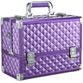 FRENESSA 12.6-Inch Makeup Train Case – 6-Tray Purple Portable Cosmetic Box with Lock & Strap