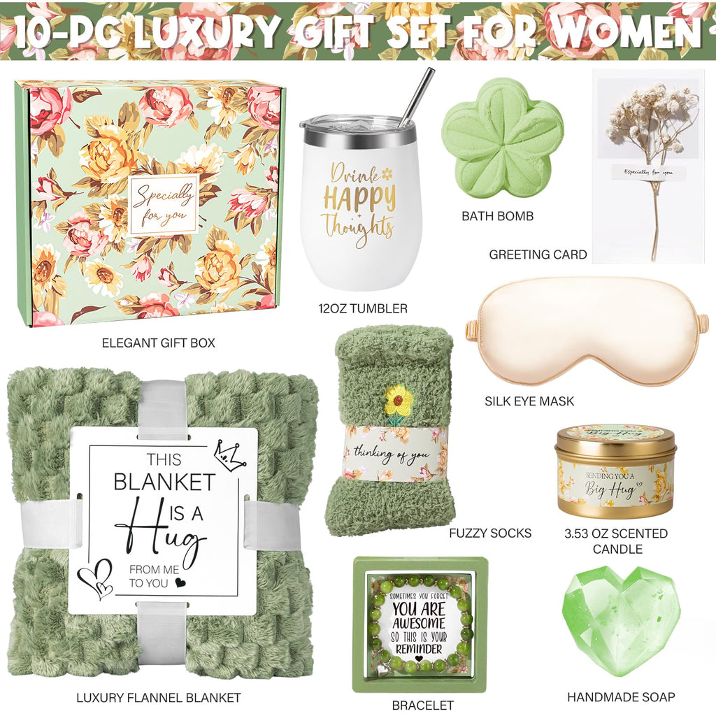 Frerdui Birthday Gift Basket for Women — Vanilla Relaxation Self-Care Kit for Mom, Sister, Best Friend