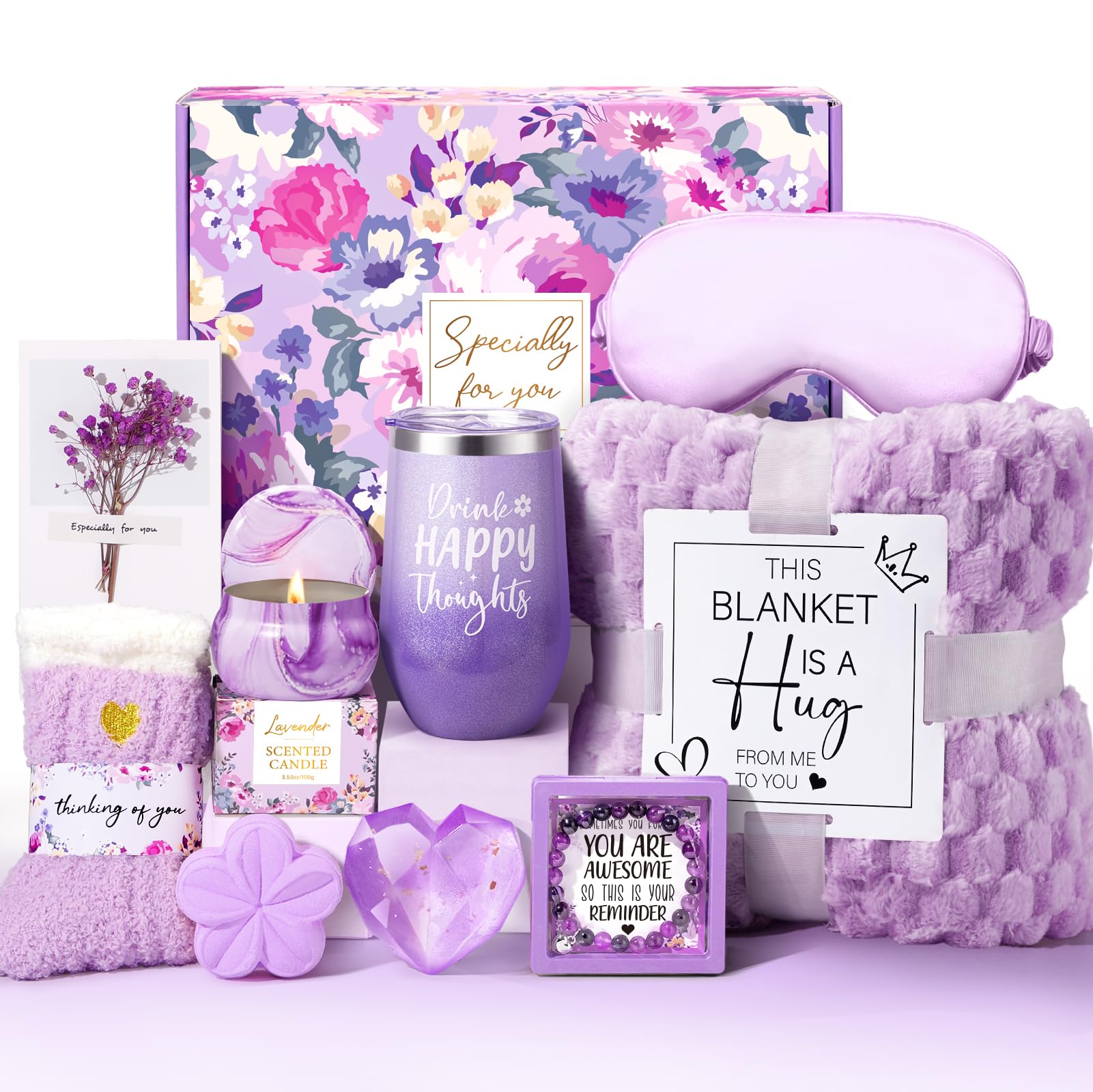 Frerdui Lavender Gift Baskets for Women | Unique Birthday & Self-Care Gift Box