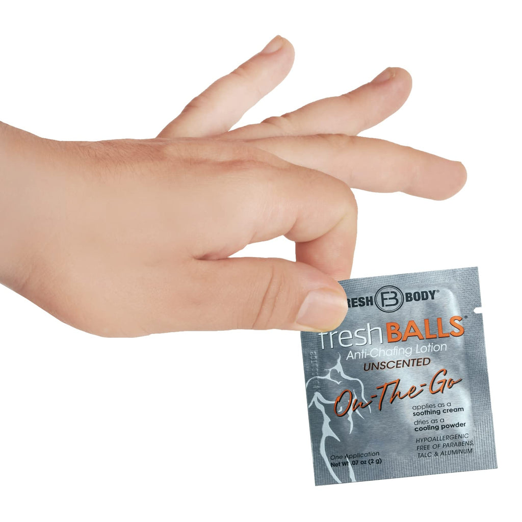 Fresh Body FB Fresh Balls On-The-Go Anti Chafing Lotion – 30 Travel Pack (0.07 fl oz each) for Men