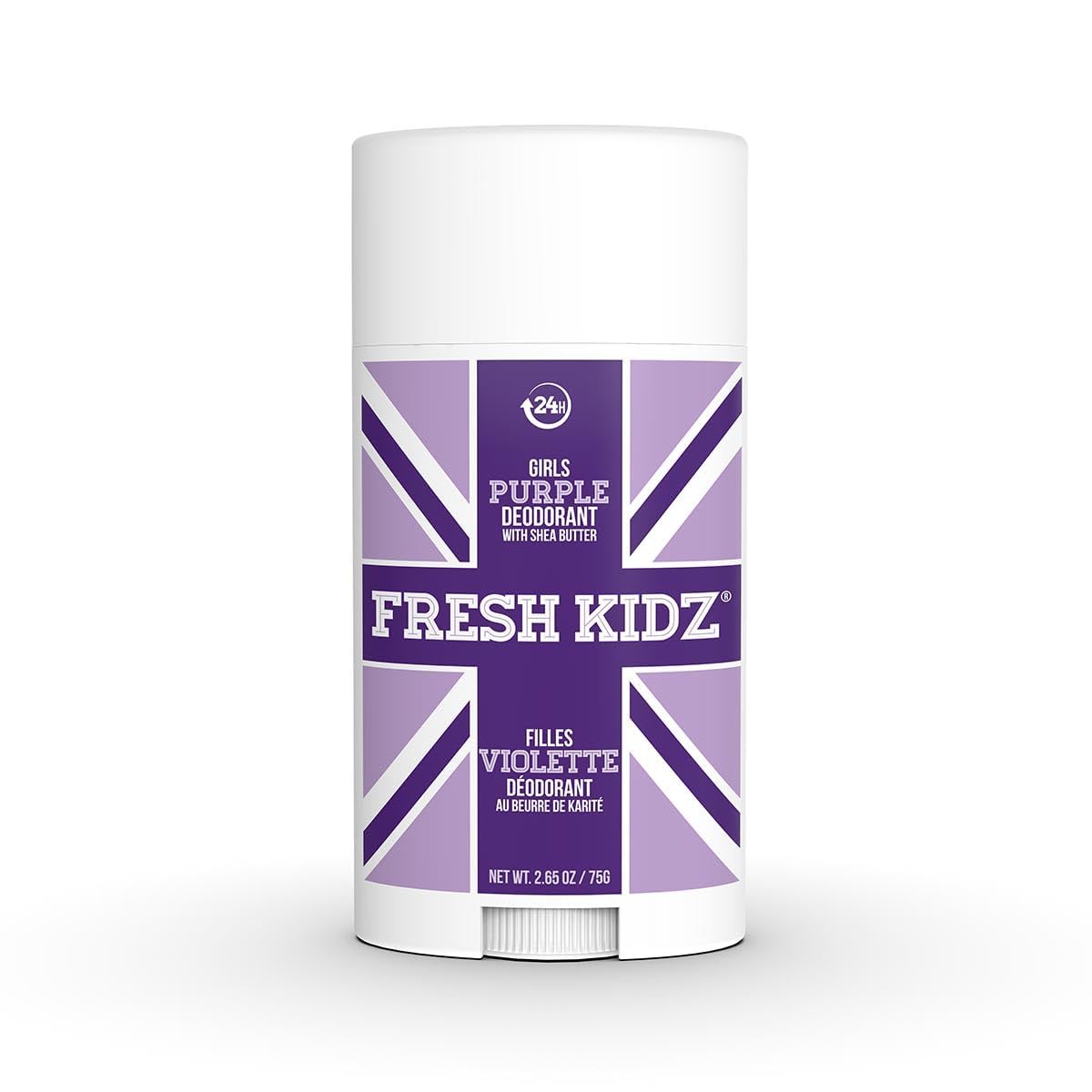 Fresh Kidz Deodorant Stick for Kids & Teens – Baking Soda & Aluminum Free, 24-Hour Odor Protection (Girls Purple, 2.65 oz / 75 g)