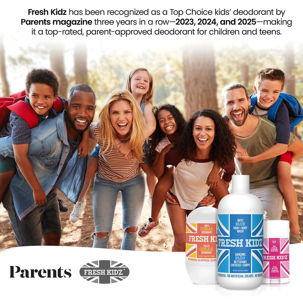 Fresh Kidz Deodorant Stick for Kids & Teens – Baking Soda & Aluminum Free, 24-Hour Odor Protection (Girls Purple, 2.65 oz / 75 g)