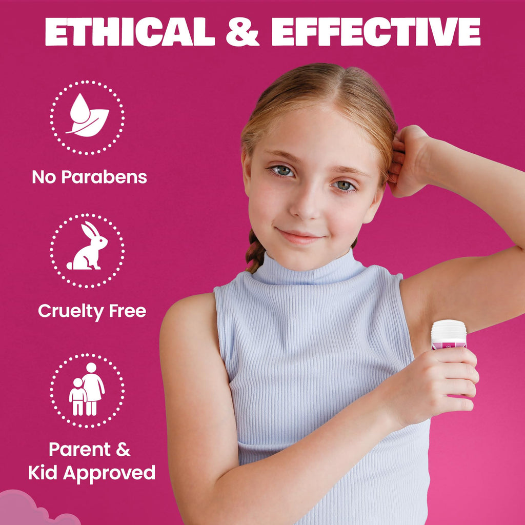 Fresh Kidz Pink Deodorant Stick – Aluminum- and Baking Soda-Free, 24-Hour Protection for Sensitive Skin