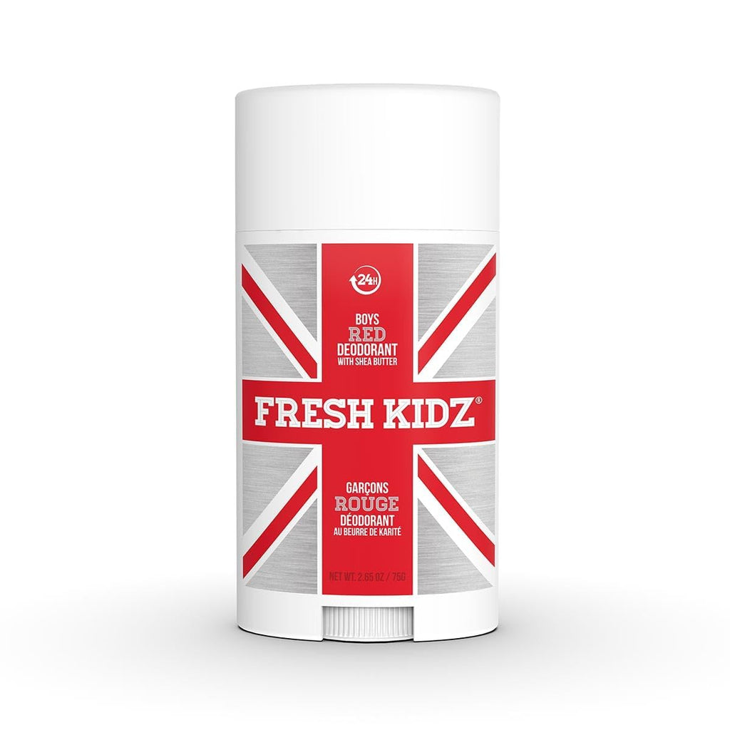 Fresh Kidz Deodorant Stick for Kids and Teens – Aluminum Free, Baking Soda Free, 24 Hour Protection (Boys Red) 2.65 oz